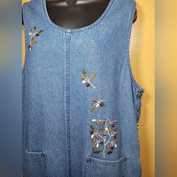 Vintage VTG Jamie Brooke Chambray Floral Dress sz XL - Picture 10 of 11